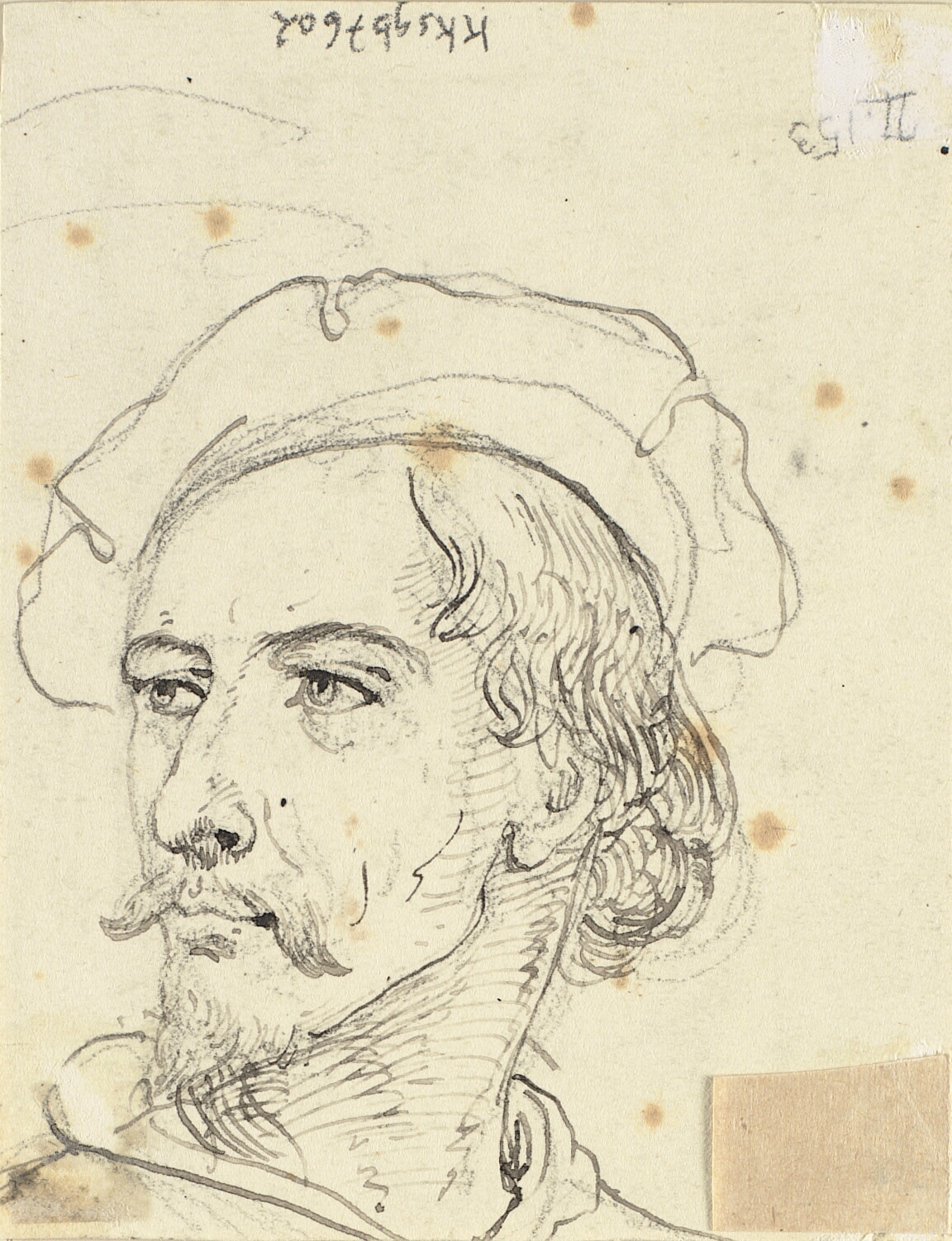 Hoved af mand i baret